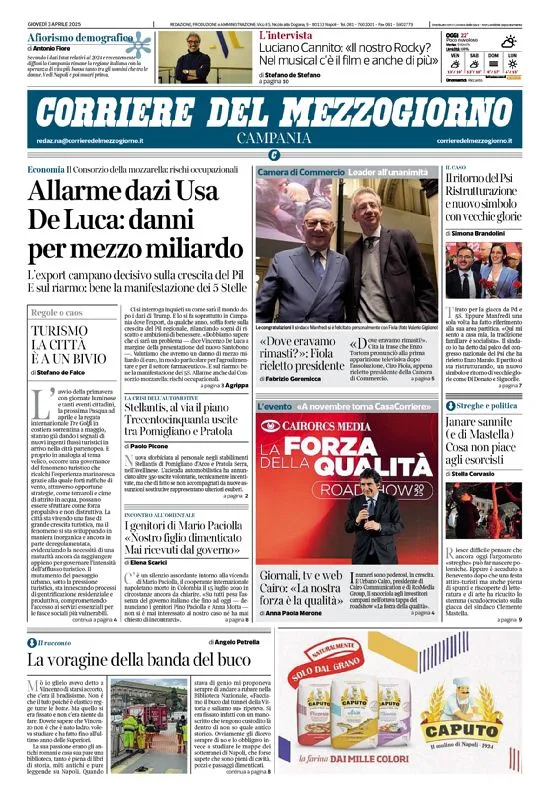 Prima-pagina-corriere del mezzogiorno-del-2025-04-03